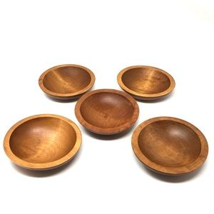 Baribocraft MCM maple wood shallow stacking bowls - set of 5